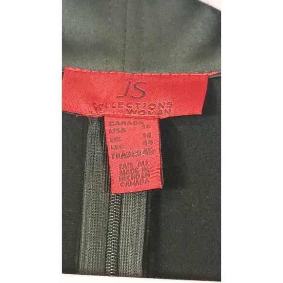 JS Collections Womens Black Blouse Chic Satin Cuffs And Collar Zip Back Size 16 - Picture 7 of 13